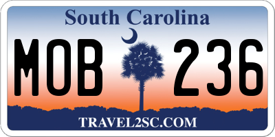 SC license plate MOB236