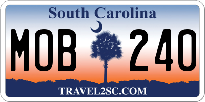 SC license plate MOB240