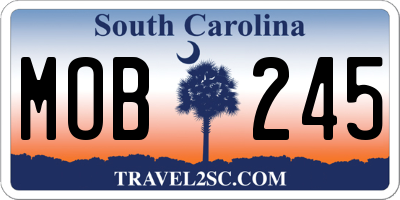 SC license plate MOB245