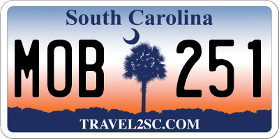 SC license plate MOB251