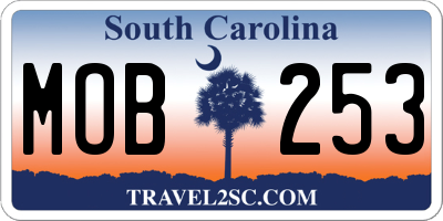 SC license plate MOB253