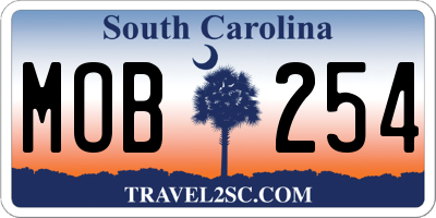 SC license plate MOB254