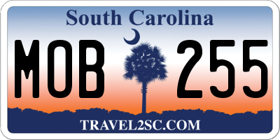 SC license plate MOB255