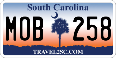 SC license plate MOB258