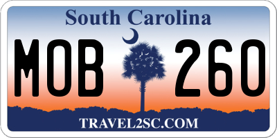 SC license plate MOB260