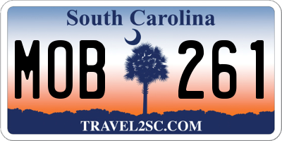 SC license plate MOB261