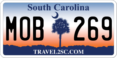 SC license plate MOB269