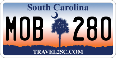 SC license plate MOB280