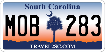 SC license plate MOB283