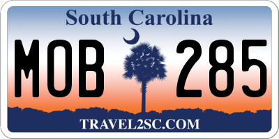 SC license plate MOB285