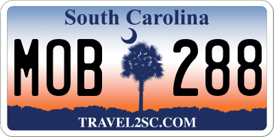 SC license plate MOB288