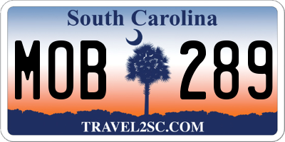SC license plate MOB289