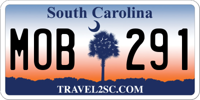 SC license plate MOB291
