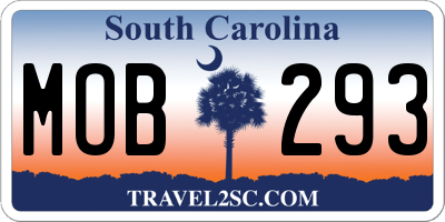 SC license plate MOB293