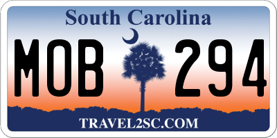 SC license plate MOB294