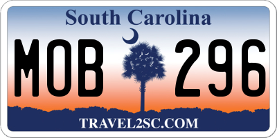 SC license plate MOB296