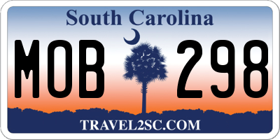 SC license plate MOB298