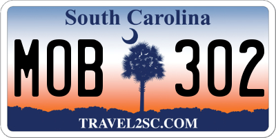 SC license plate MOB302