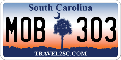 SC license plate MOB303