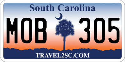 SC license plate MOB305