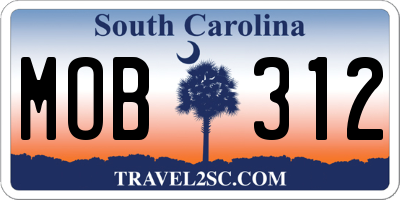 SC license plate MOB312