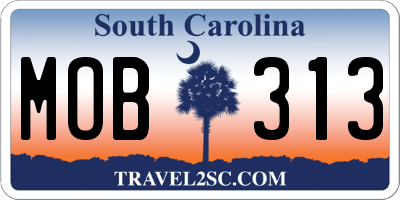 SC license plate MOB313