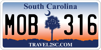 SC license plate MOB316