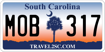SC license plate MOB317