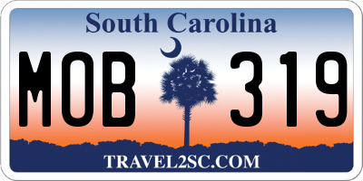 SC license plate MOB319