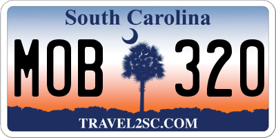 SC license plate MOB320