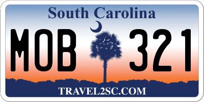 SC license plate MOB321