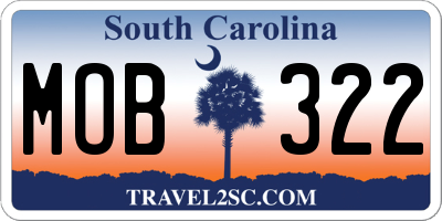 SC license plate MOB322