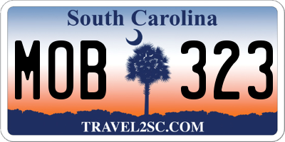 SC license plate MOB323