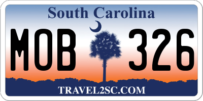 SC license plate MOB326