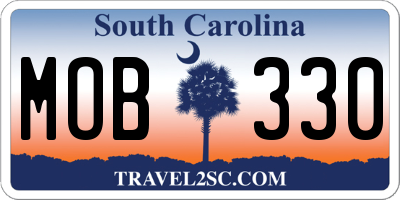 SC license plate MOB330