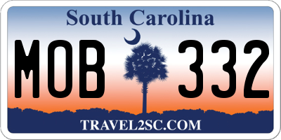 SC license plate MOB332