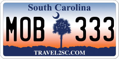 SC license plate MOB333