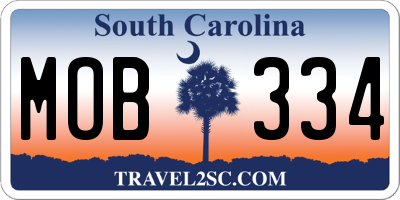 SC license plate MOB334