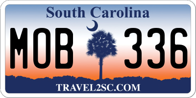 SC license plate MOB336