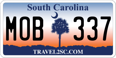 SC license plate MOB337
