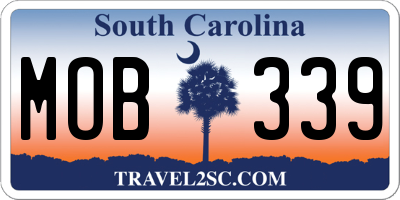 SC license plate MOB339