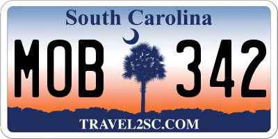 SC license plate MOB342