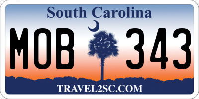 SC license plate MOB343