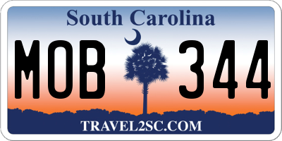 SC license plate MOB344