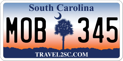 SC license plate MOB345