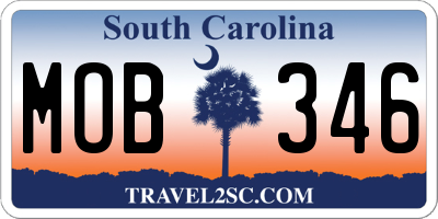 SC license plate MOB346