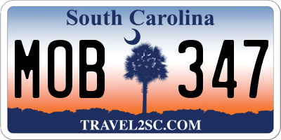 SC license plate MOB347