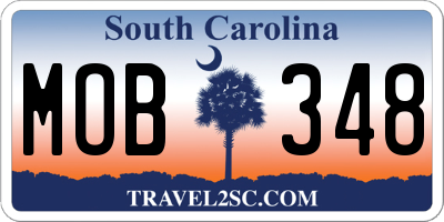 SC license plate MOB348