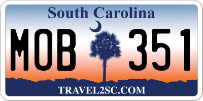 SC license plate MOB351