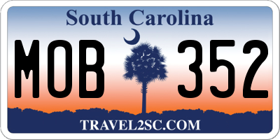SC license plate MOB352